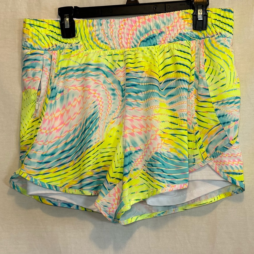 E-61 Avia Colorful Lined‎ Elastic Waist Pull on Summer Shorts Size L